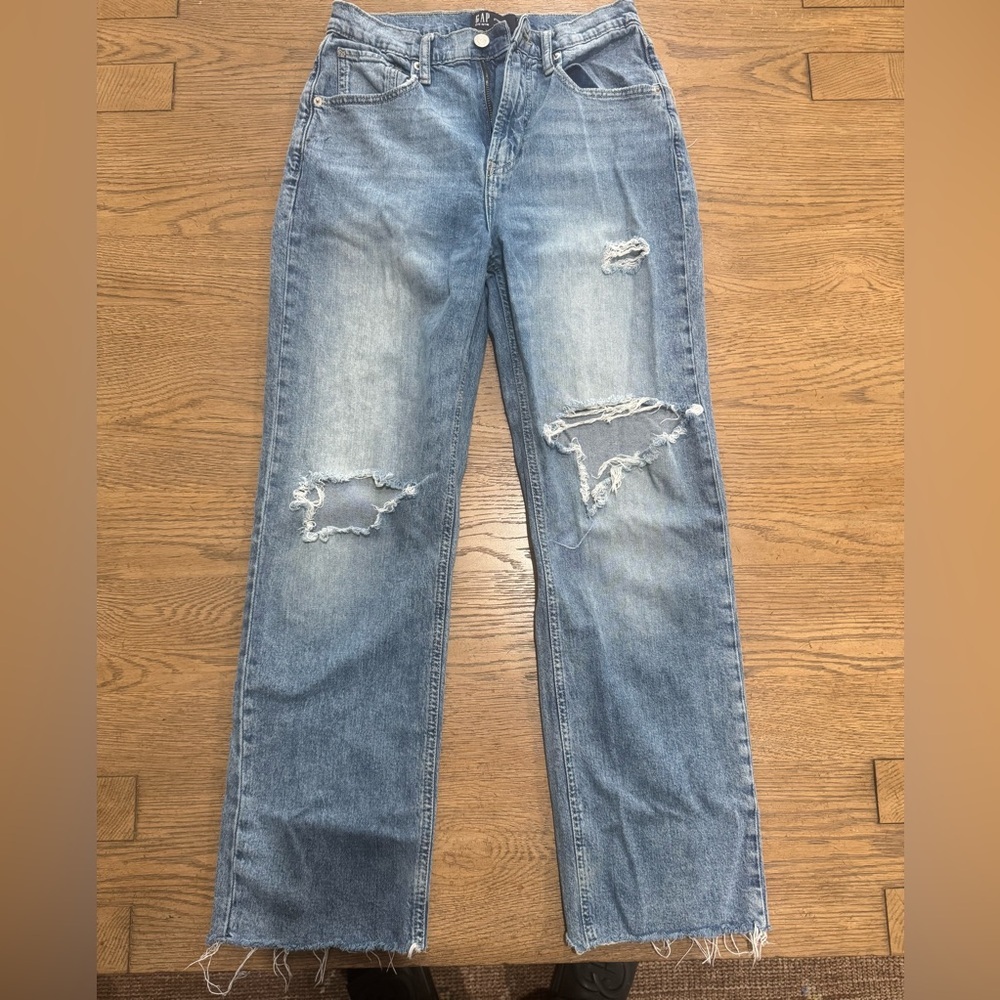 GAP Denim ’90s Loose High Rise Jeans – Light Teresa Wash – Distressed Size 2/26R